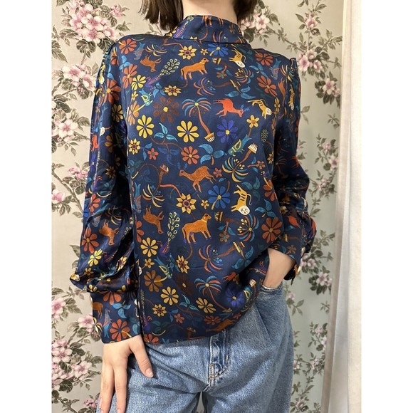 Soi Paris Blue Blouse Victoire Jaipur Mon Amour Sezane Style Sz 44, L-XL - Picture 10 of 16